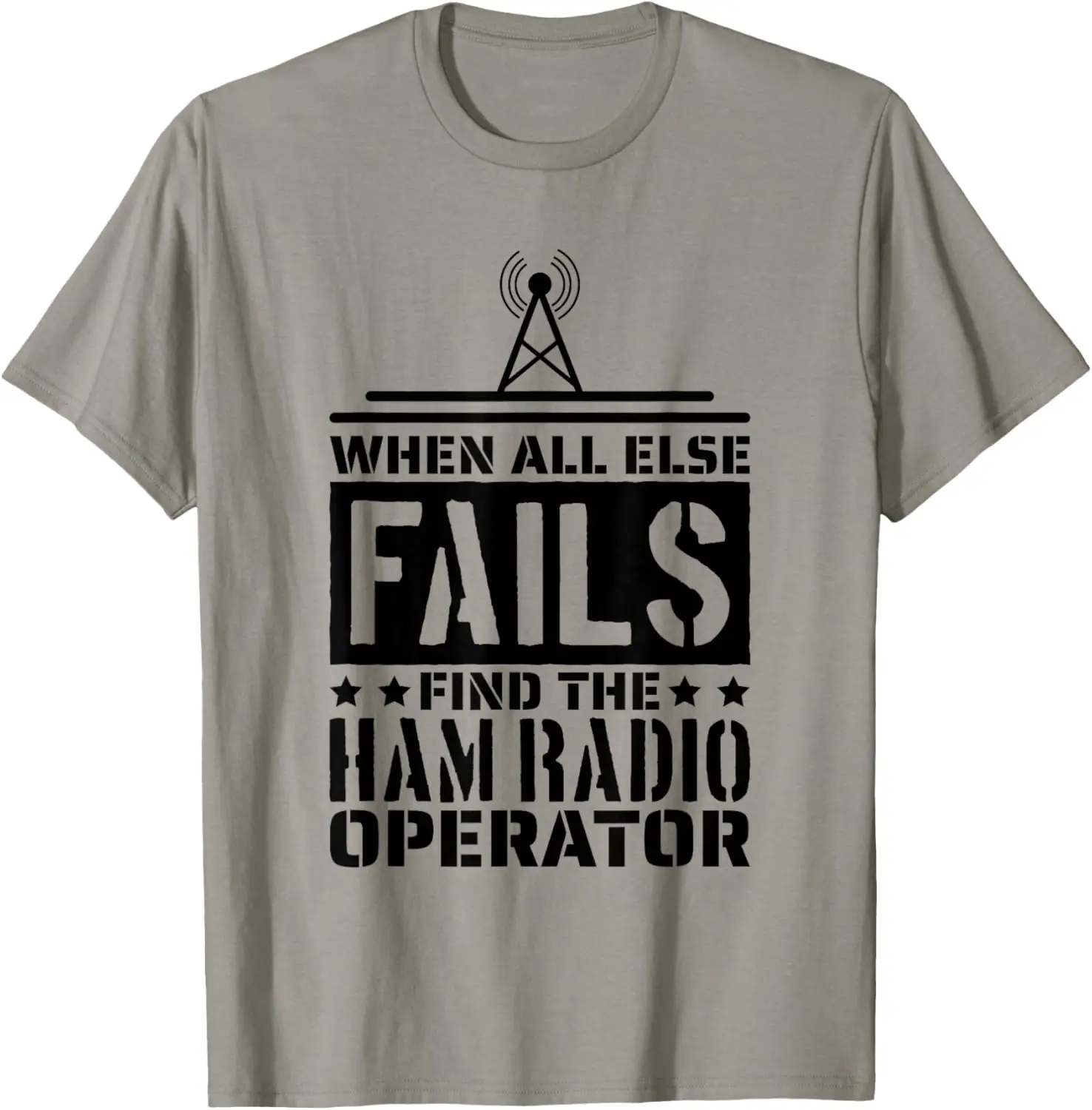 Ham Radio Operator When All Else Fails Graphic Tee Breathable Soft Cotton T-Shirt for Men