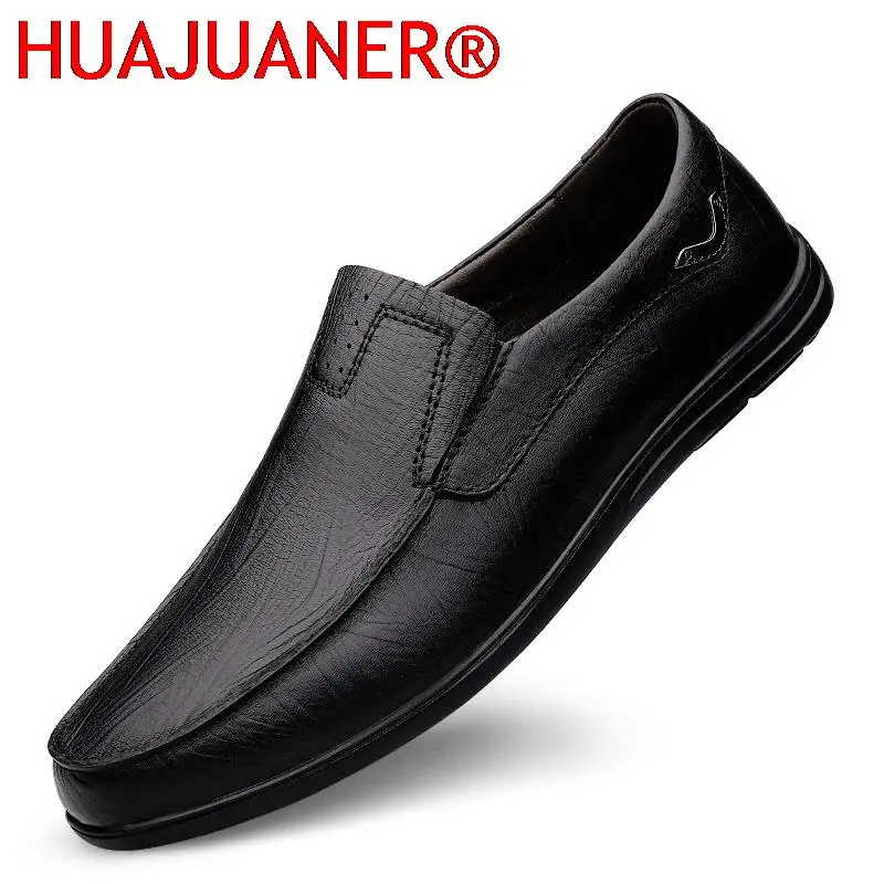 

New Genuine Leather Men Shoes Luxury Trendy 2024 Casual Slip on Formal Loafers Men Moccasins High Quality Male Driving Sneakers