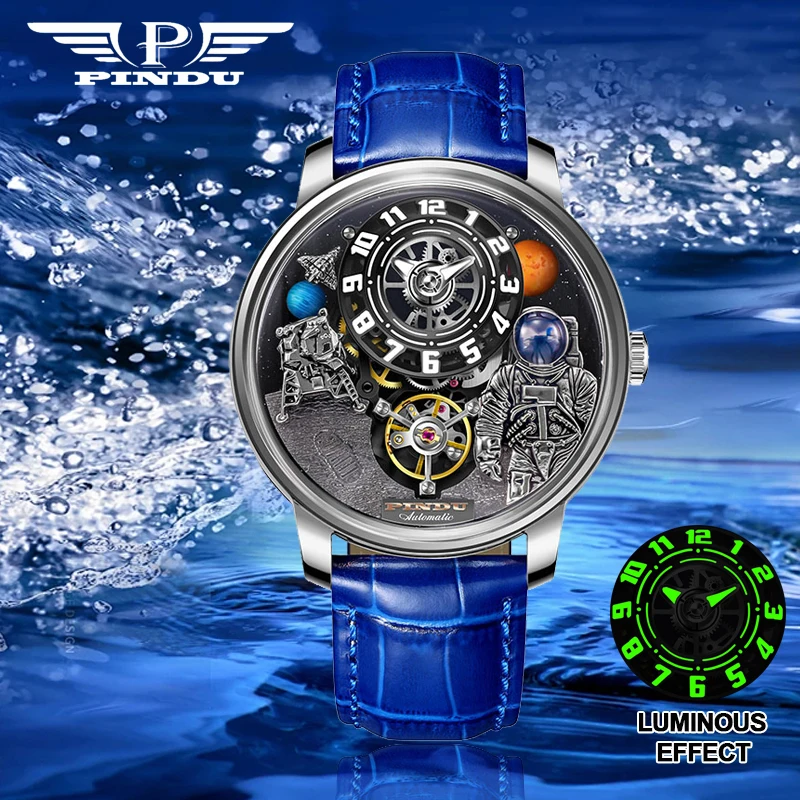 

PINDU NEW Fashion Machinery Watch Men NH35 Movement Sapphire Glass 100m Waterproof Top Luxury AutomaticWatch Hollow out design