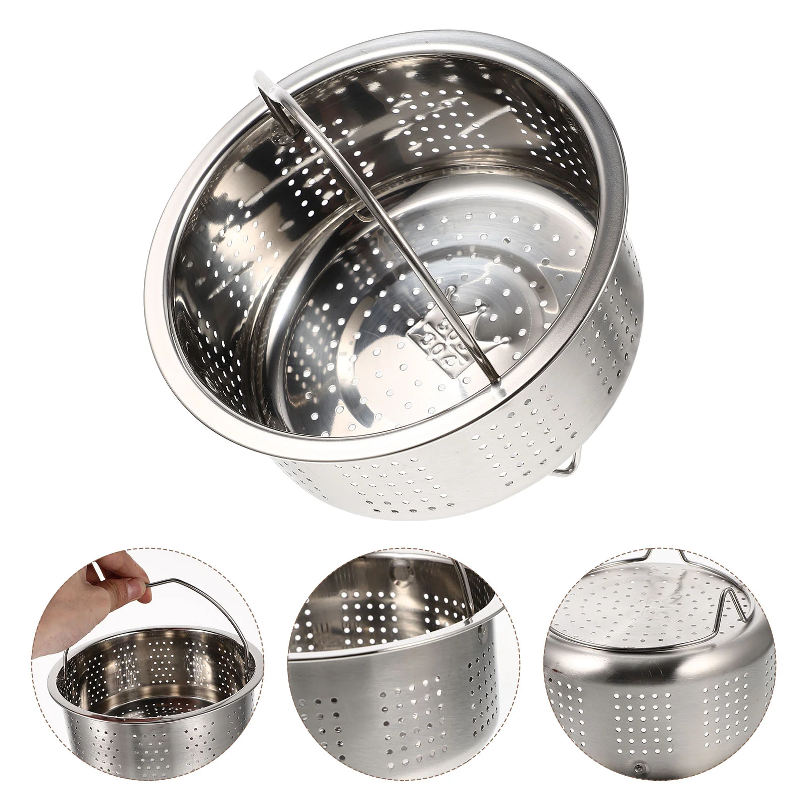 Stainless Colander Steamer Pot Steel Vegetables Food Basket Steaming Rack Drainable