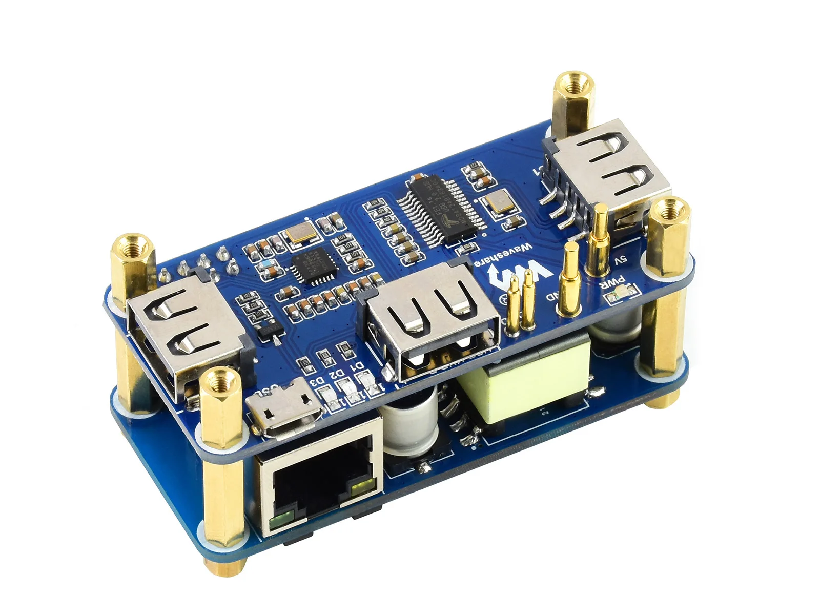 PoE Ethernet / USB HUB HAT,3x USB 2.0 Ports, 802.3af-compliant,suitable for Raspberry Pi Zero / Zero 2W / Zero W / Zero WH