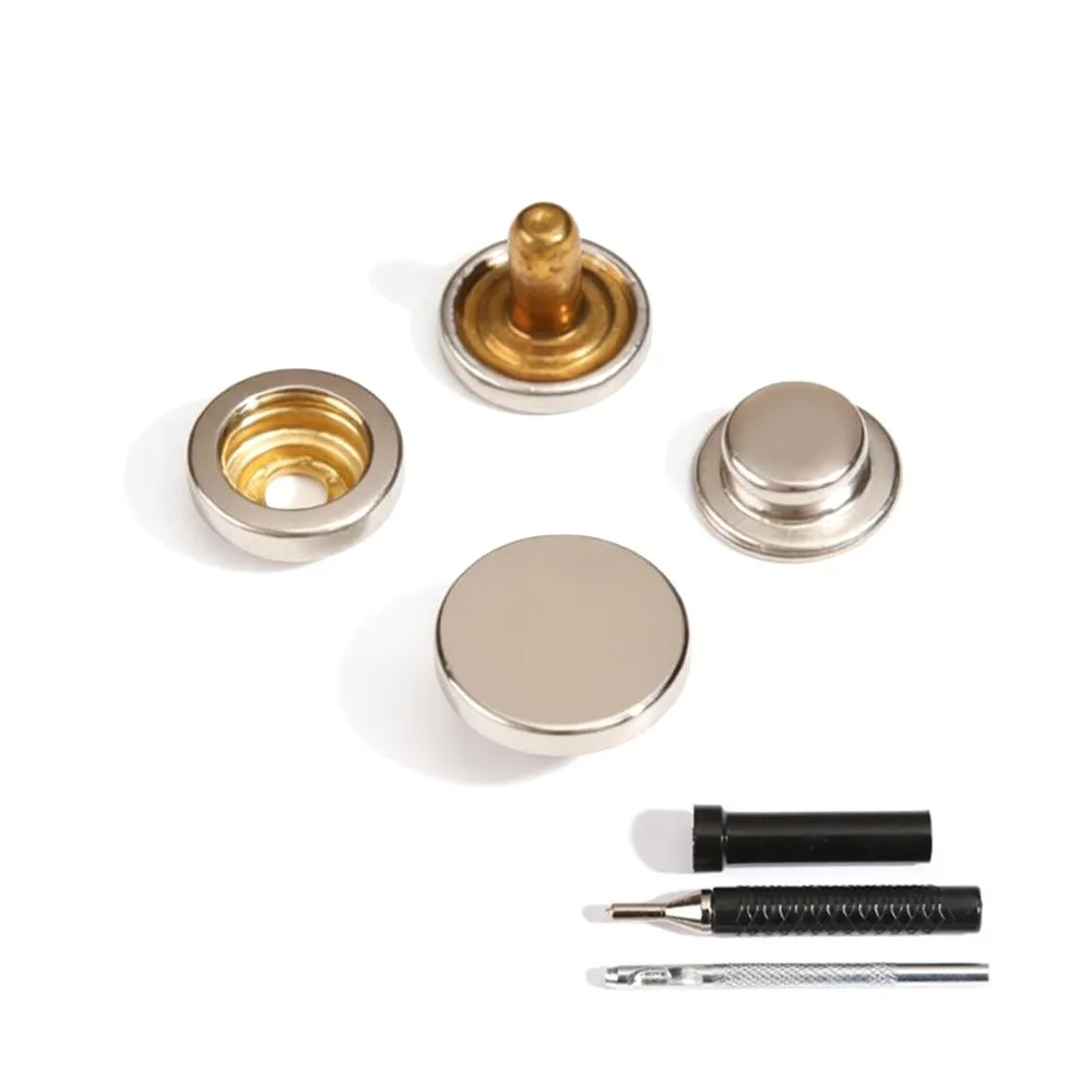 

6Pcs/Set Solid Metal Buttons Fasteners Button Round Shape Leather Snap Fasteners Easy To Use Snap Button Clothes/Bags/Leather
