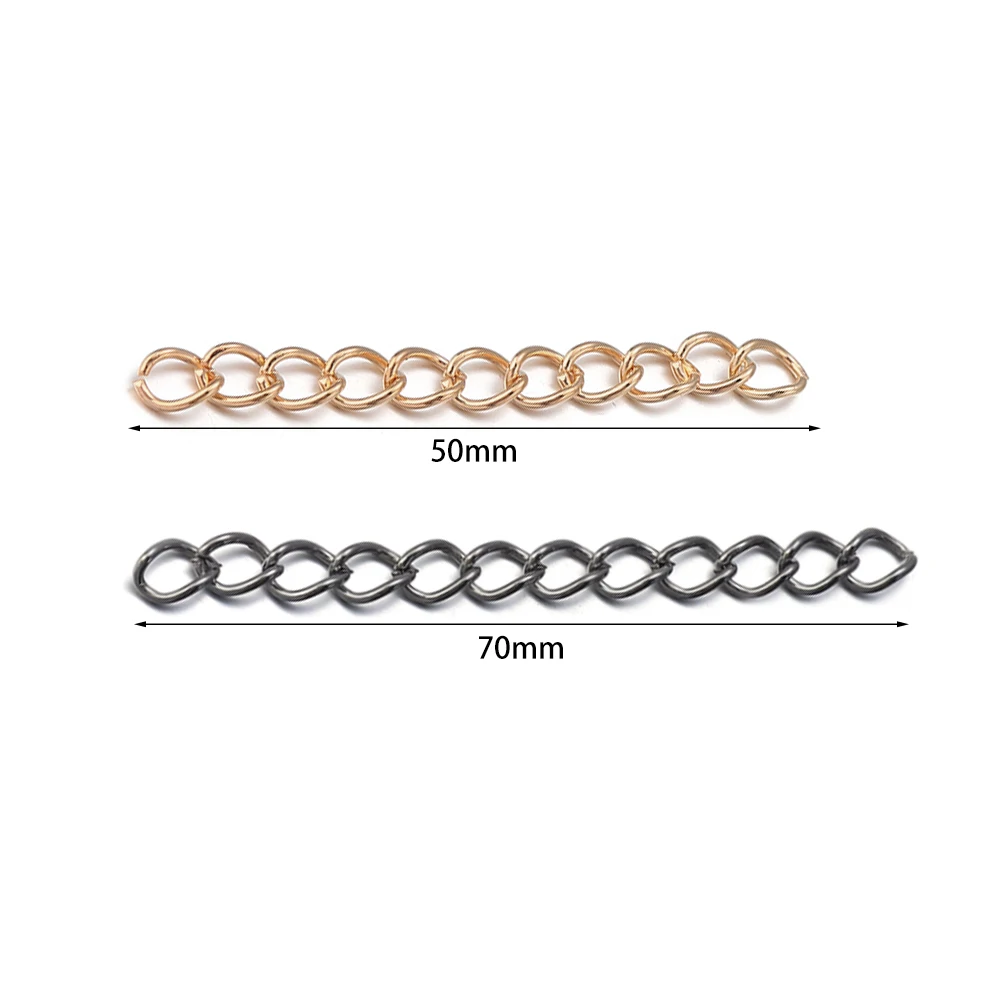 SAUVOO 5pcs/lot 50/70mm Extender Chain Necklace Bracelet Extended Chains Tail Extension For DIY Jewelry Making Findings