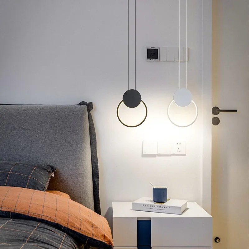 SANDYHA Creative Ring Square Aluminum LED Pendant Light Modern Chandelier For Bedroom Living Room Kitchen Home Decoration