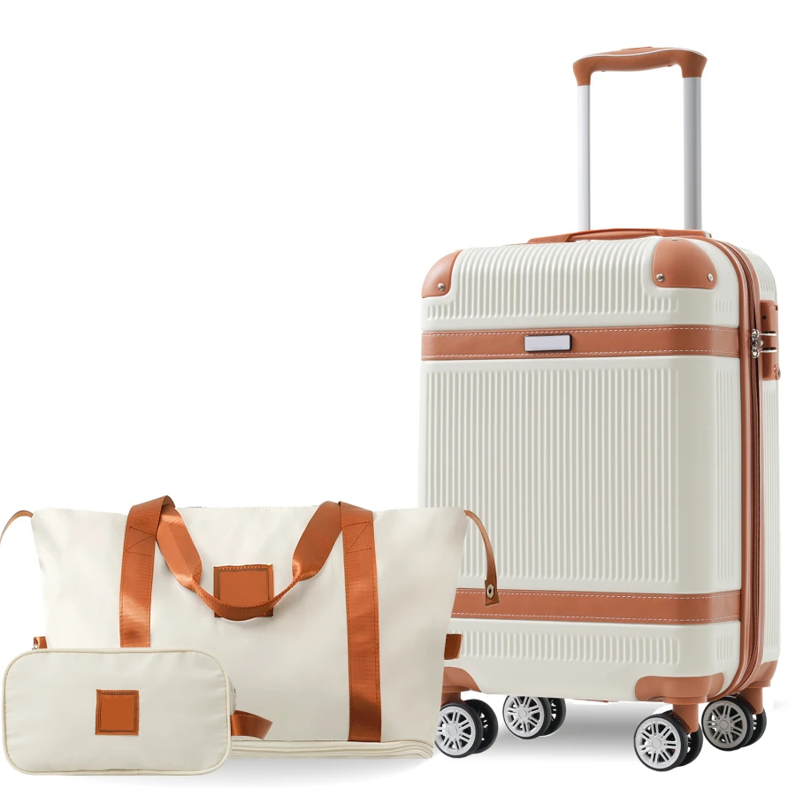 Hardshell Luggage Set 3-Piece for travel and business: 20-inch carry-on with spinner wheels, TSA lock, lightweight durable ABS