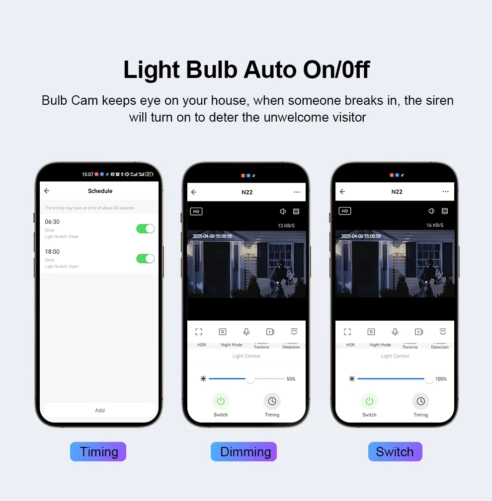 DIDSEth-CCTV Segurança Câmera IP, Filtro Humanoid AI, Push Color, Visão Noturna, Vigilância, WiFi, 5MP Luz, E27