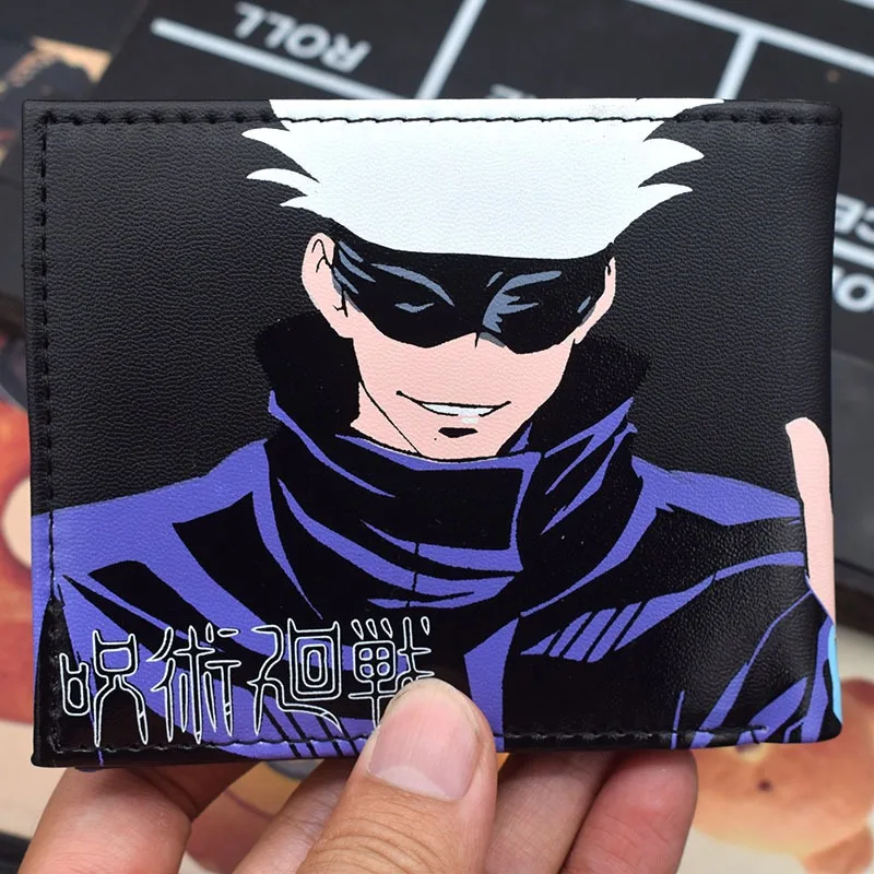 

New Hot Jujutsu KaisenComics Cartoon Wallet Cool Metal Design Short Purse with Zipper Pocket Holiday Gifts
