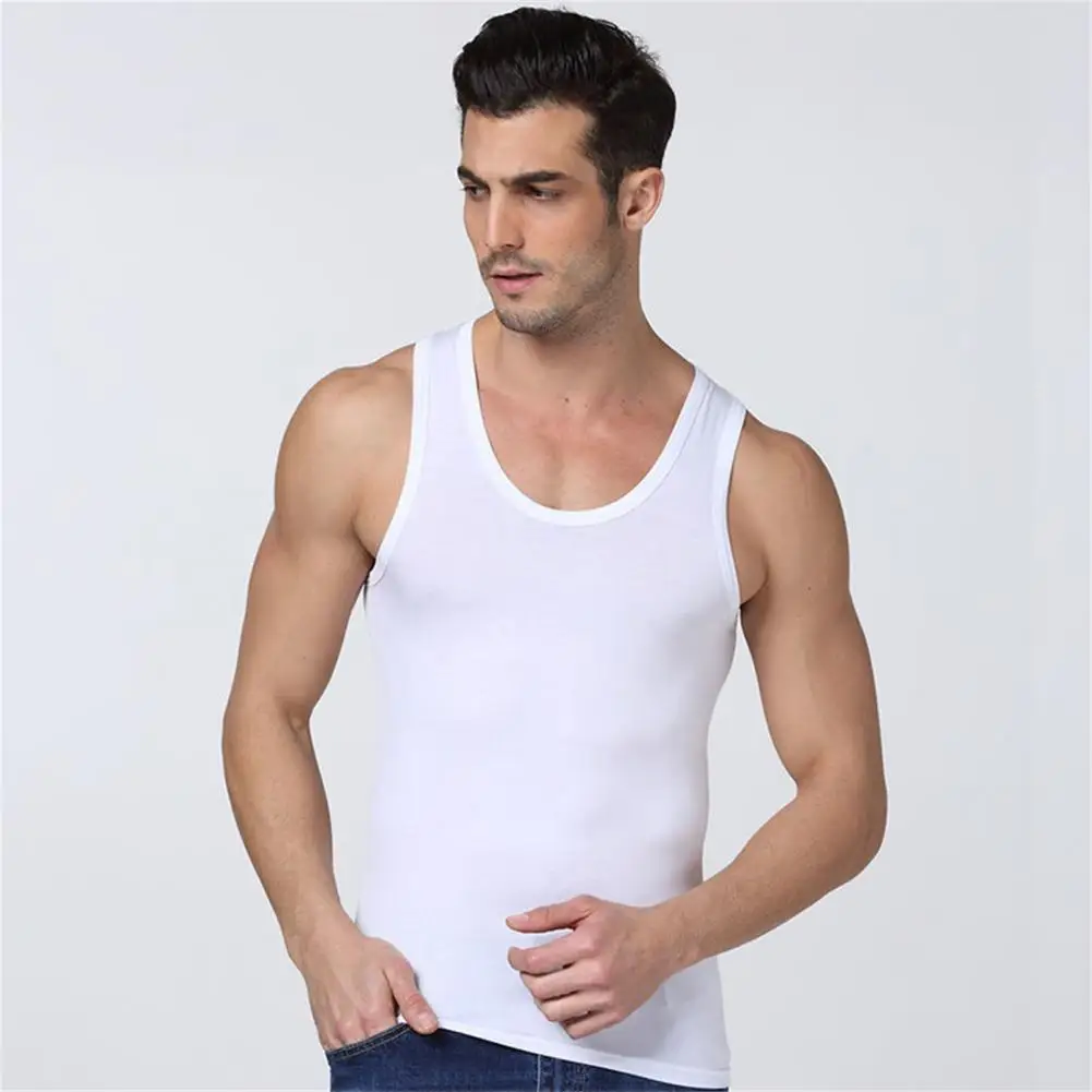 2023 Men Fashion Tank Tops Solid Color O-neck Sleeveless Skinny Gym Streetwear Casual Vests Party Men Luxury Clothing