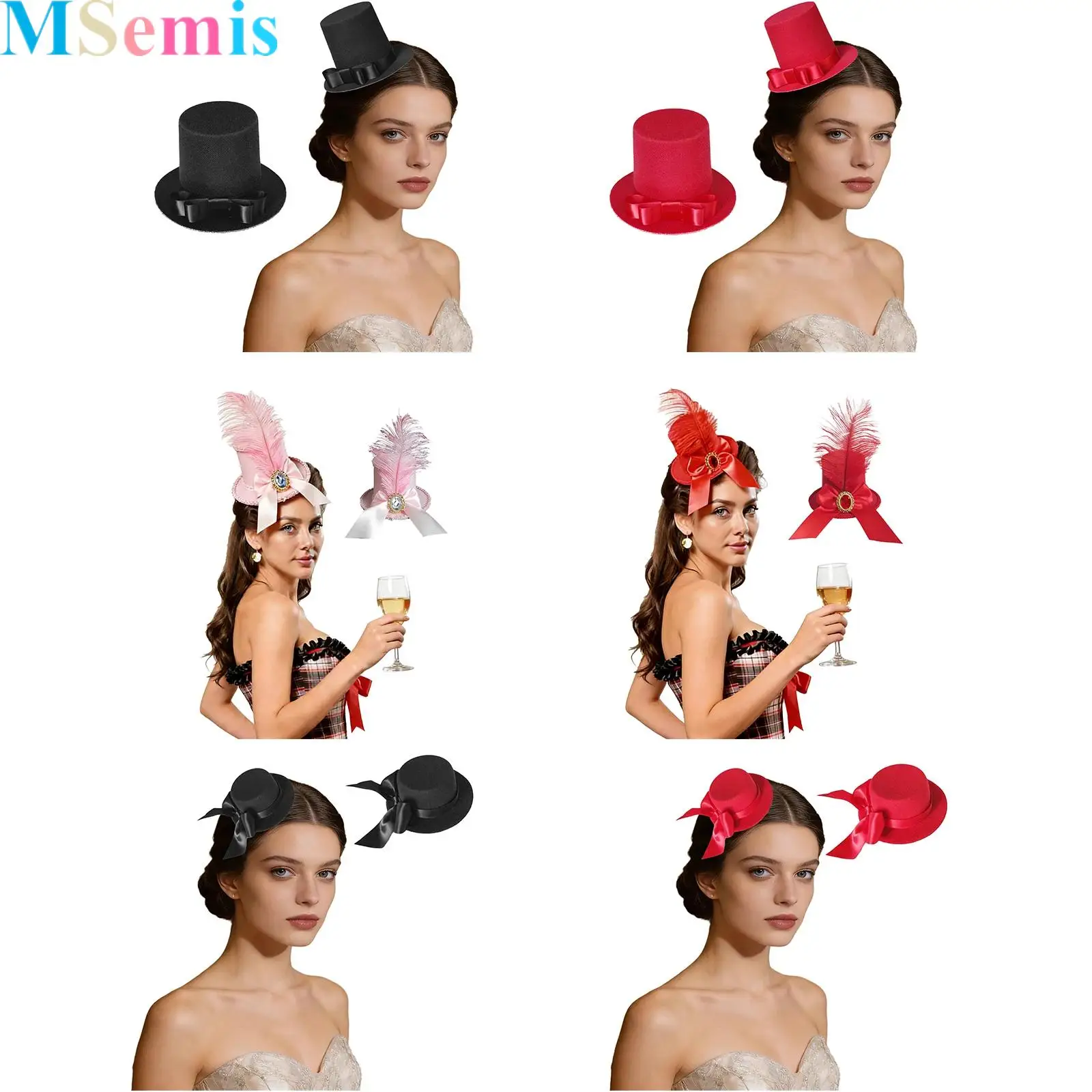 

1Pcs Women Mini Top-hat Clip for Party Fascinator Base Alligator Clips Millinery Craft for Tea Party Costume Party