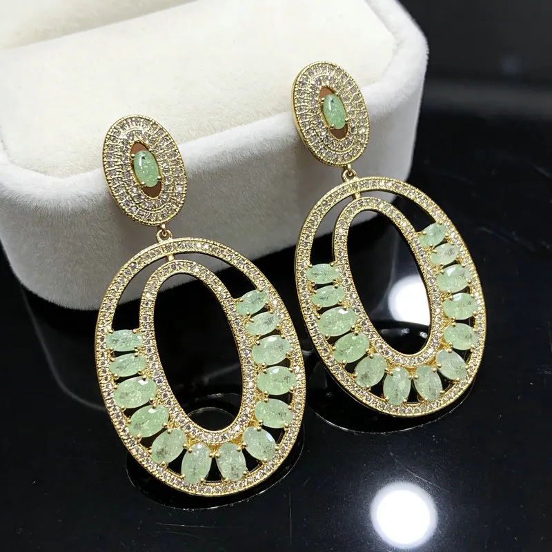 

Модные золотисто-зеленые овальные серьги Bilincolor для женщин