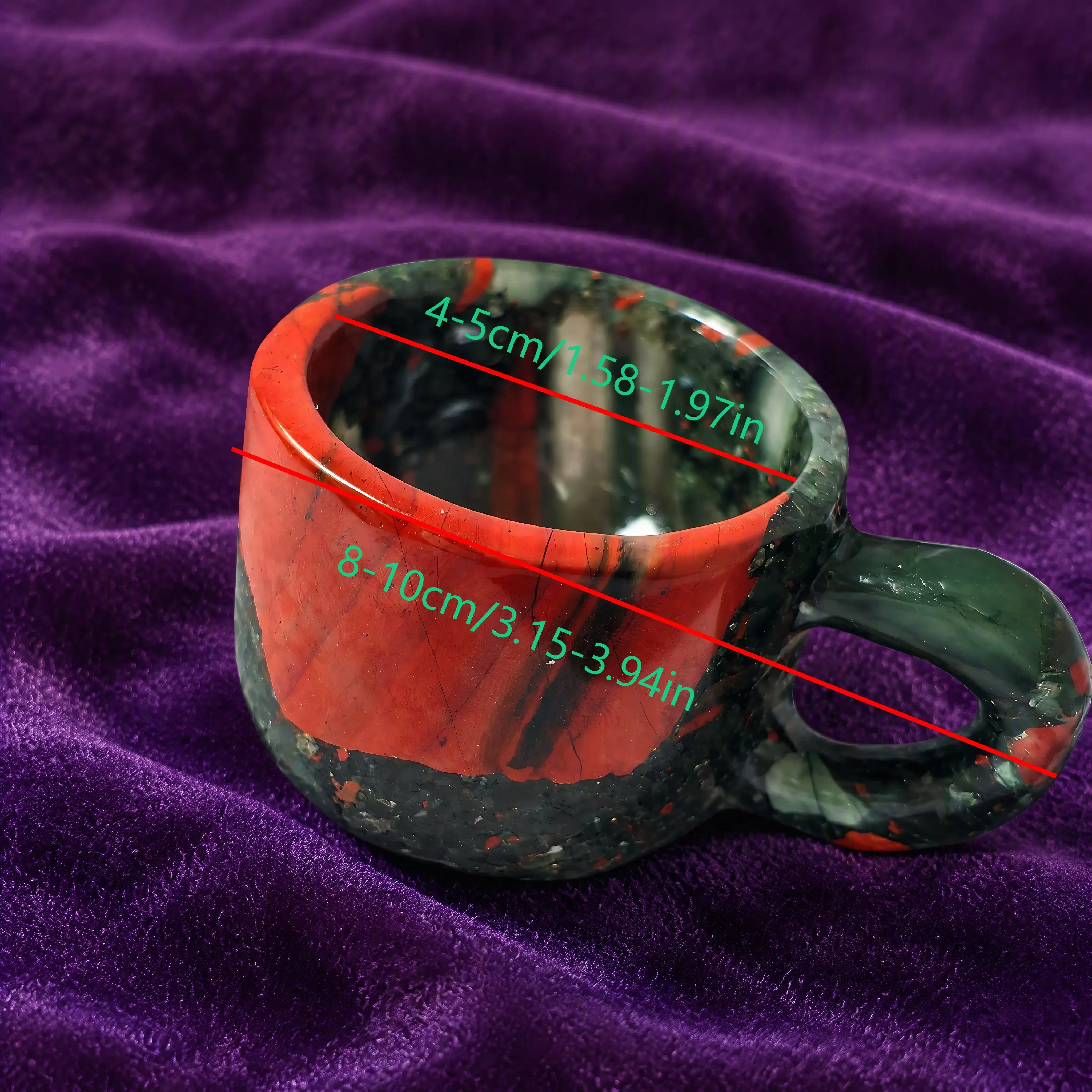 African Bloodstone Cup (Random Pattern) – Natural Stone/Crystal, Boho Style, Wealth-Attracting Decorative Stone