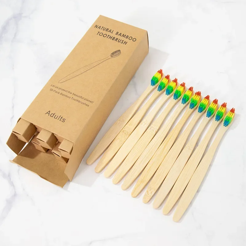 4/ 10 pcs Bamboo Charcoal Toothbrush Soft Bristles Teethbrush Eco Friendly Oral Care Natural Tooth Brush For Adults