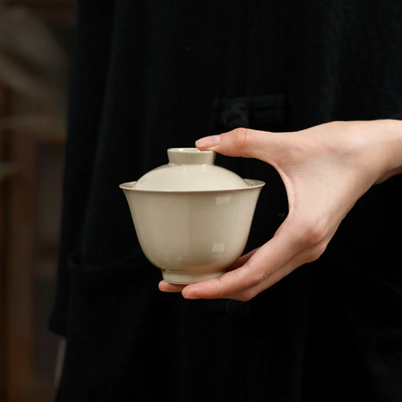 Wood And Ash Covered Bowl Teacup Retro Kung Fu Tea Cup Single Hand Grasping Bowl Ceramic Tea Bowl Tea Bowl