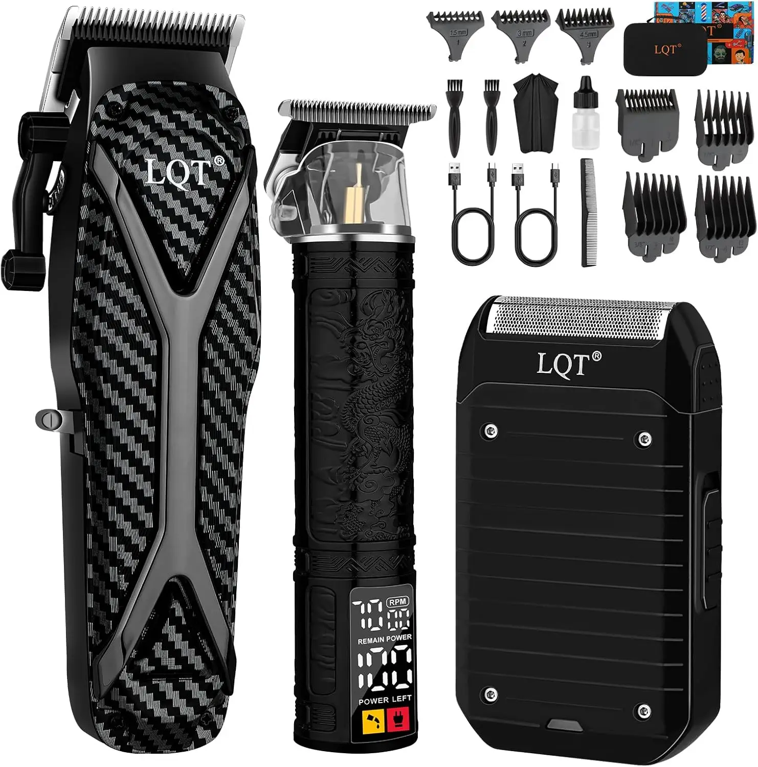 

Professional Cordless Hair Clippers & Beard Trimmer Set with LCD Display for Men's Grooming