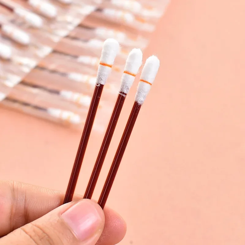 50Pcs Disposable Medical Iodine Cotton Stick Swab Home Disinfection Emergency Double Head Wood Buds Tips Nose Ears Cleaning