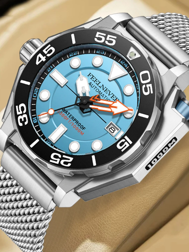 2026 FeelNever Neue Original Wasserdichte Luxus-Geschäftsuhr für Herren Saphir Automatische Mechanische Uhren für Männer Relogio Masculino