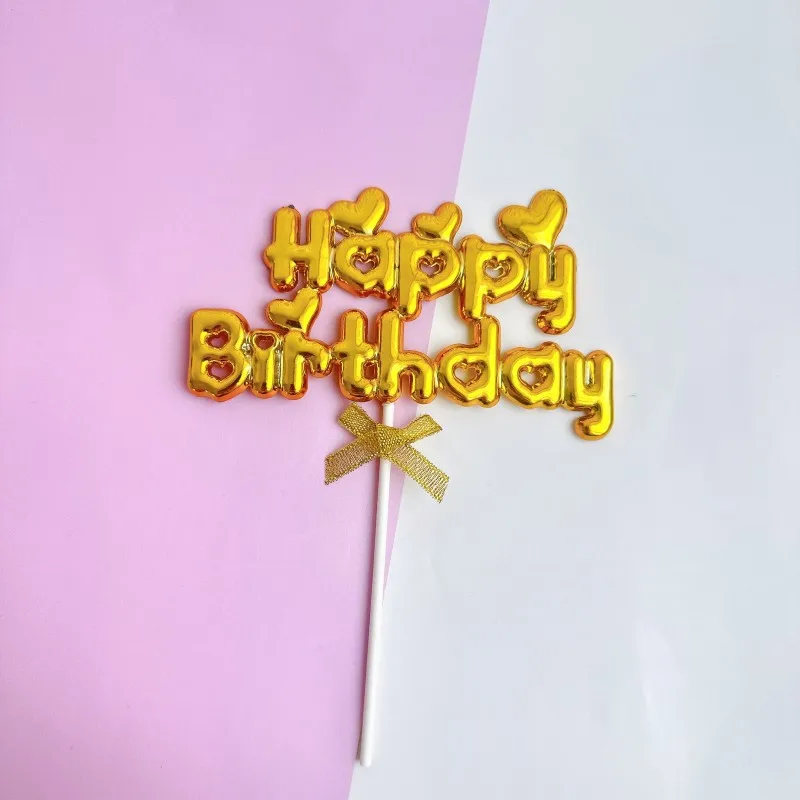 Russian Birthday Cake Topper with Golden Letter Cake Decoration English Happy Birthday Cake Decoration Birthday Party