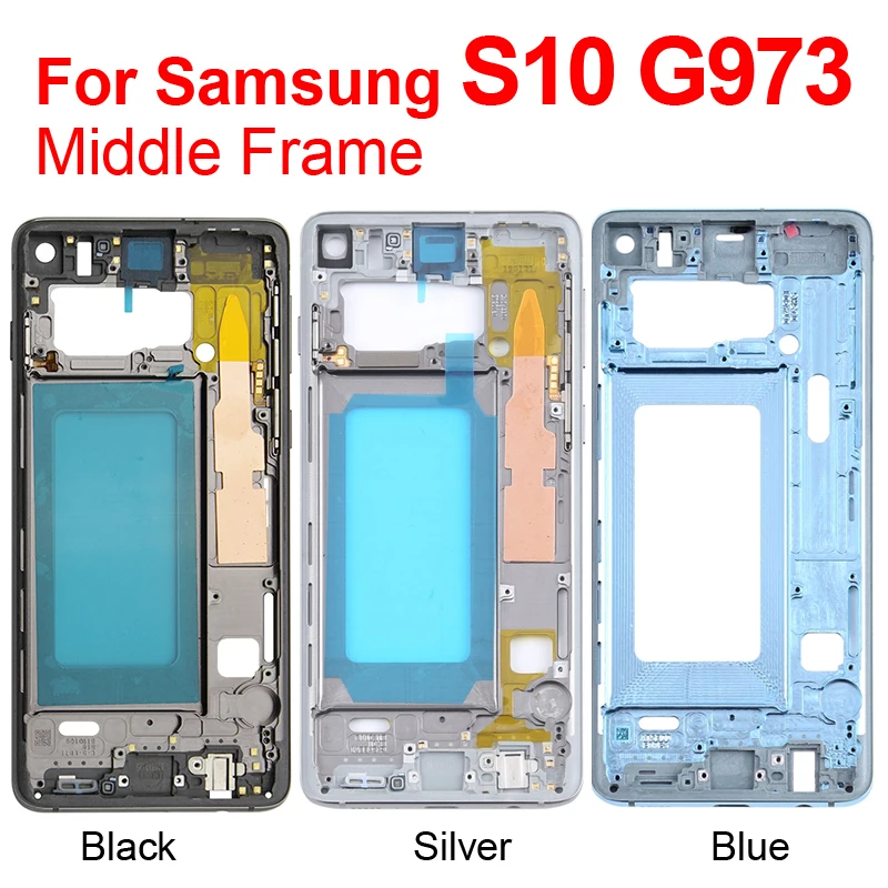 S10 Middle Frame Bezel Plate For Samsung Galaxy S10 G973 G973F SM-G973U SM-G973W Metal Housing Middle Frame With Side Keys