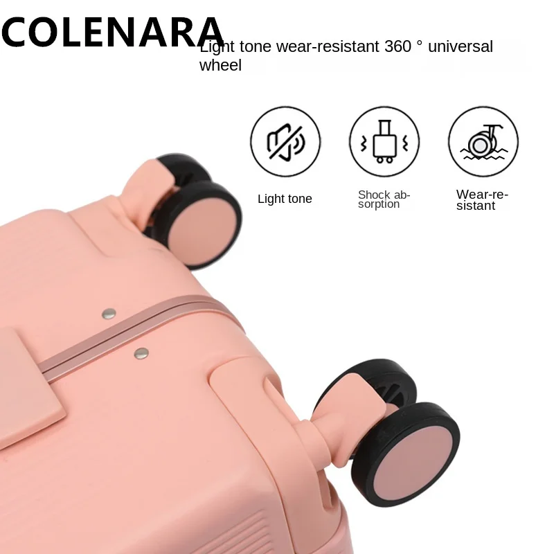 COLENARA-Valise à roulettes avec cadre en aluminium pour homme, sac de sport, étui d\'embarquement à ouverture avant, chargement USB, bagages pour