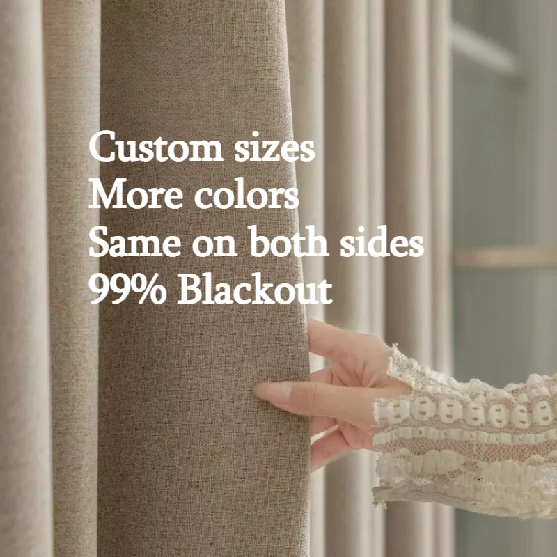 Modern Minimalist Look Cotton Linen Same on Both Sides Blackout Curtains for Living Dining Room Bedroom Luxury Elegant Hotel
