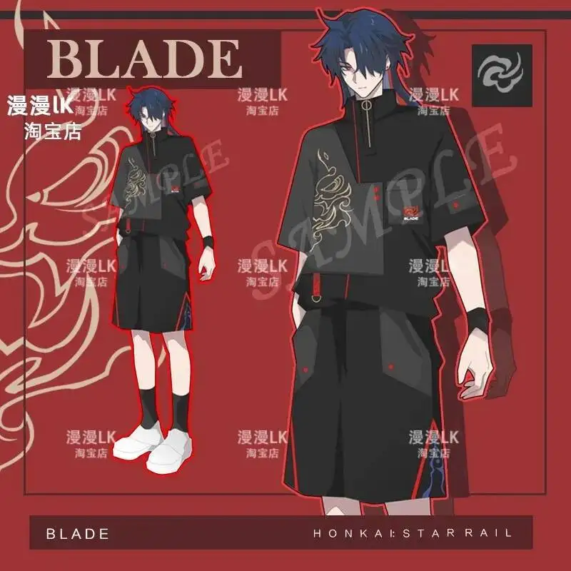 

Игра Honkai: Star Rail Косплей Blade Женская и мужская летняя форма Шорты с короткими рукавами Футболка Брюки Студенческий костюм Костюмы