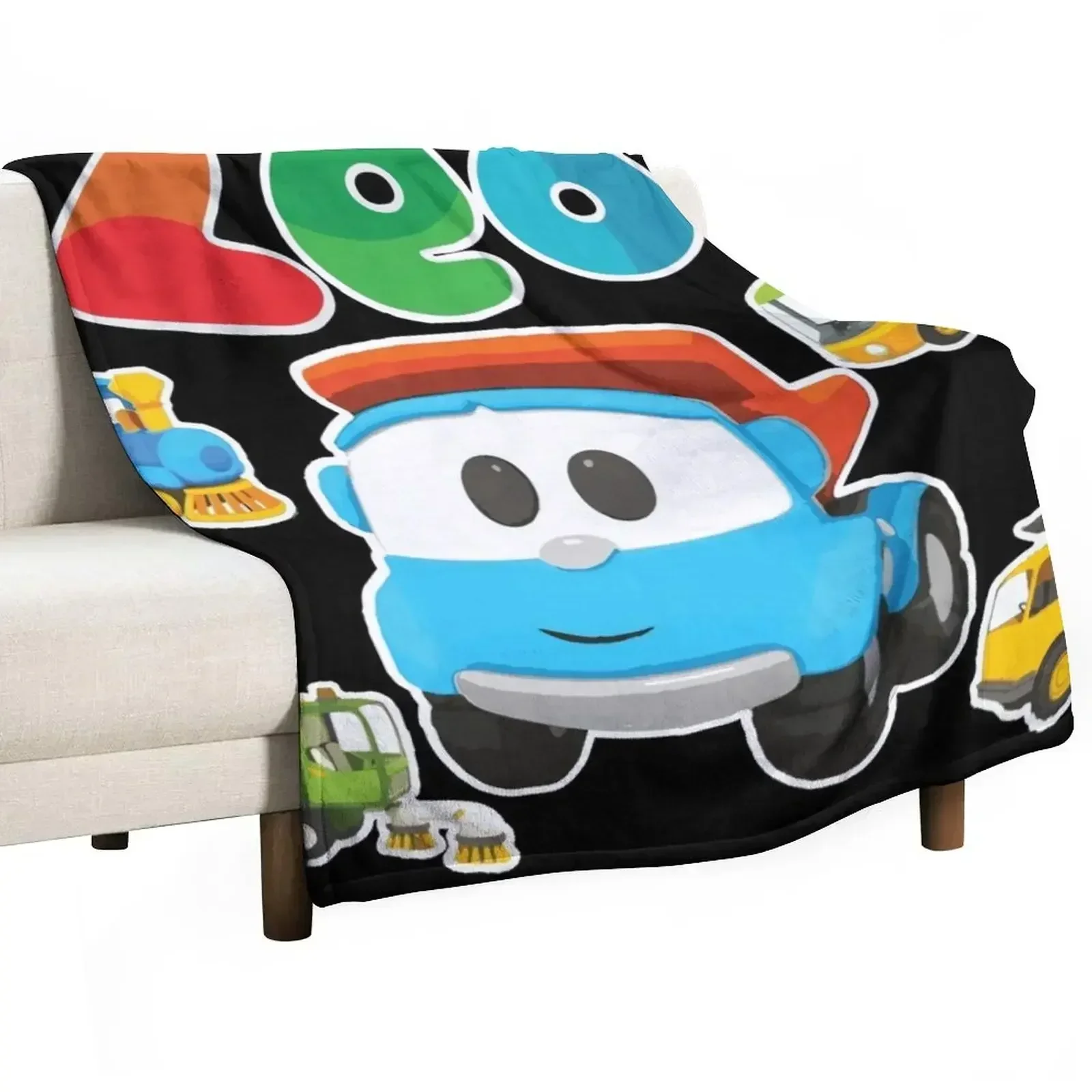 LEO the truck Building Trains, Trucks and Cars Throw Blanket Sofa Throw Kid'S Blankets