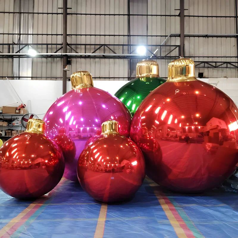 Bola de espelho inflável de natal ao ar livre brilhante pvc espelho balão esferas gigantes bolas de brilho gigante ornamentos personalizados