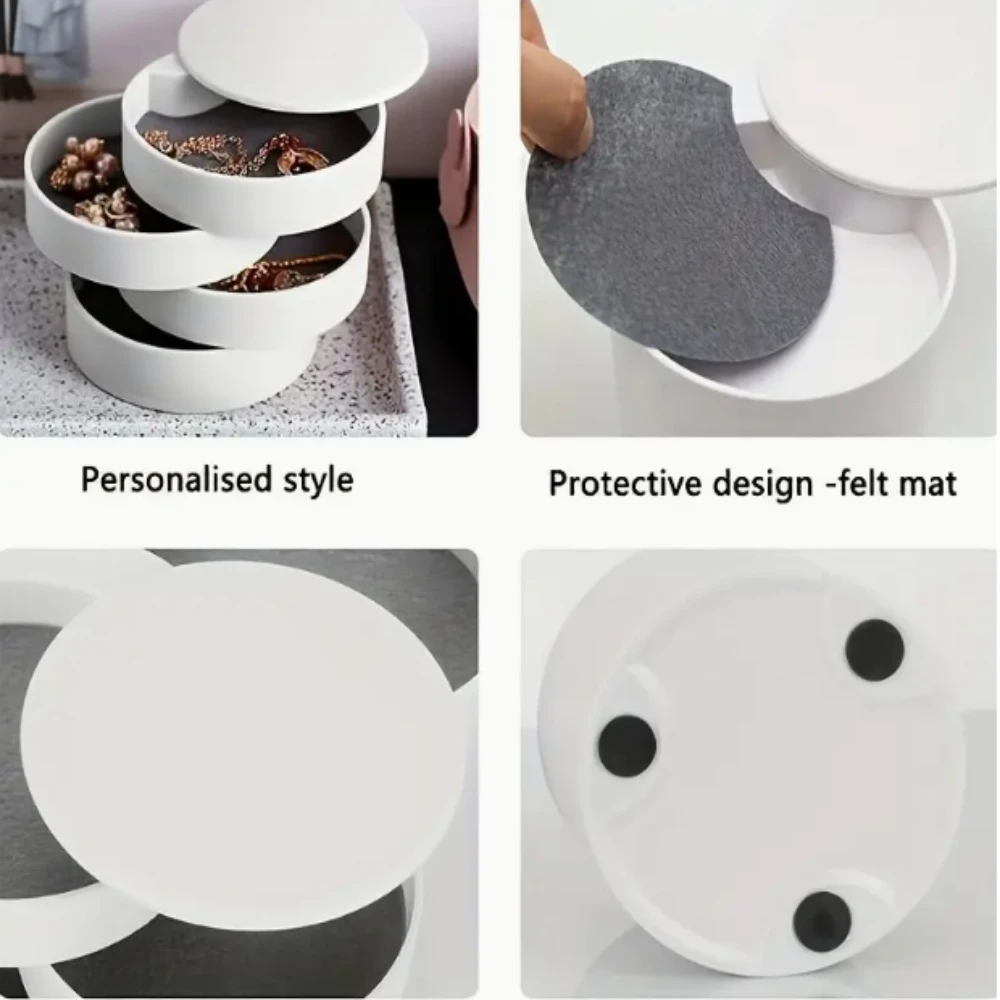 1pc Rotating Multi-Tier Desktop Organizer - for Hair Accessories, Jewelry, And a Vanity Box with a Cover - Dust-Resistant Jewelr