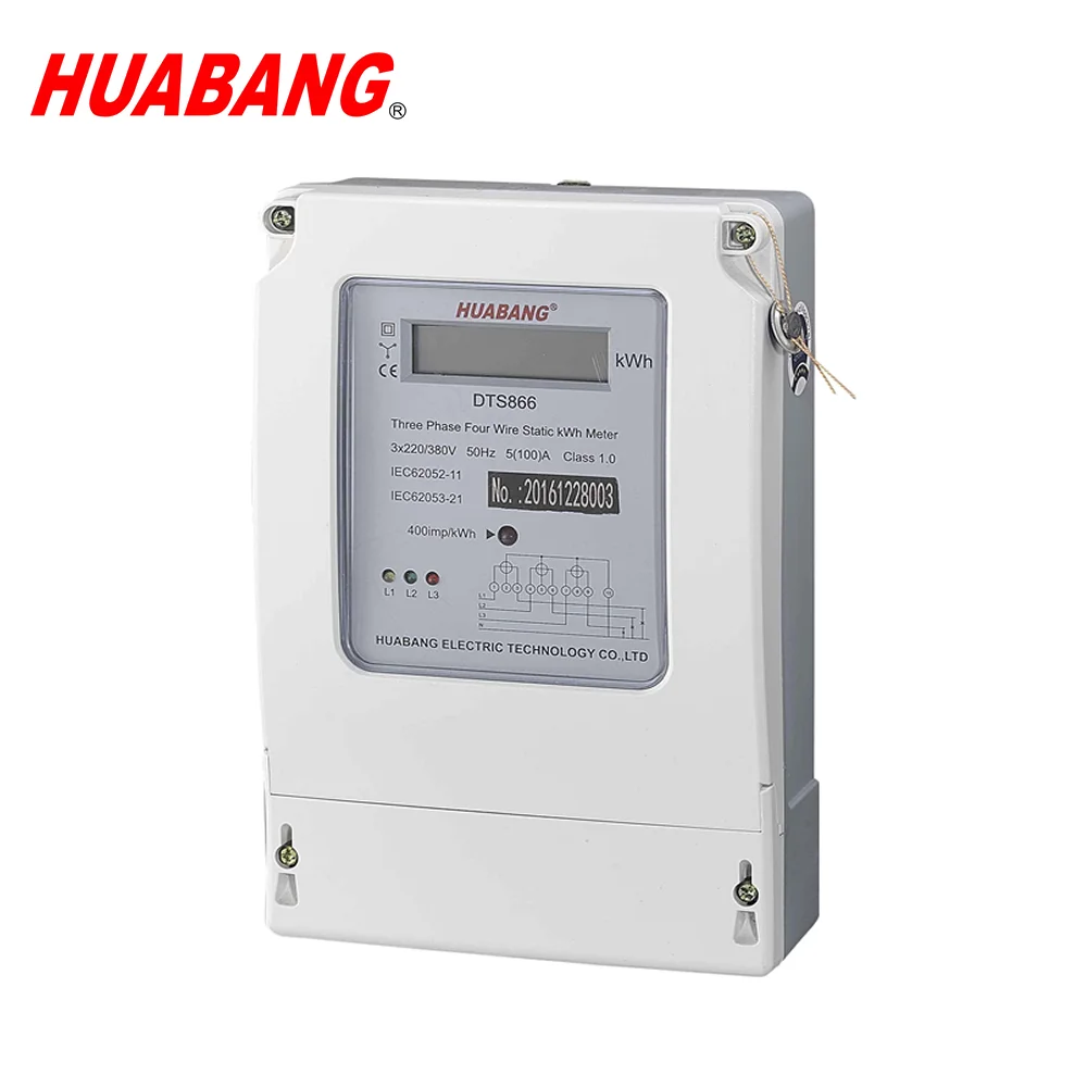 

HUABANG DTS866 Three Phase Four Wire Wall Mounted Electricity Meter 3 Phase Energy Meter
