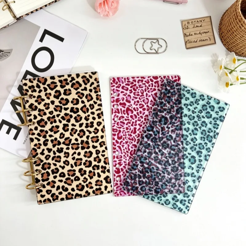 A6 Acrylic Leopard Print Loose Leaf Binder Cover DIY Account Book Journal Planner Office Stationery Supplies