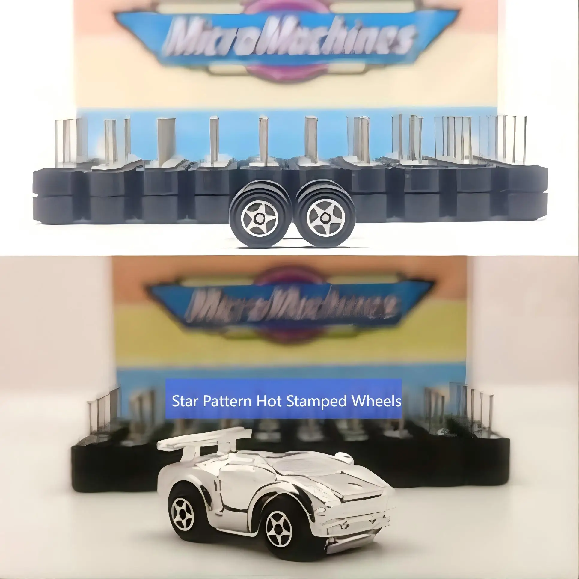 Galoob Micro Machines Star Pattern Hot Stamped Wheels - 1 String (2 wheel with 1 axle)