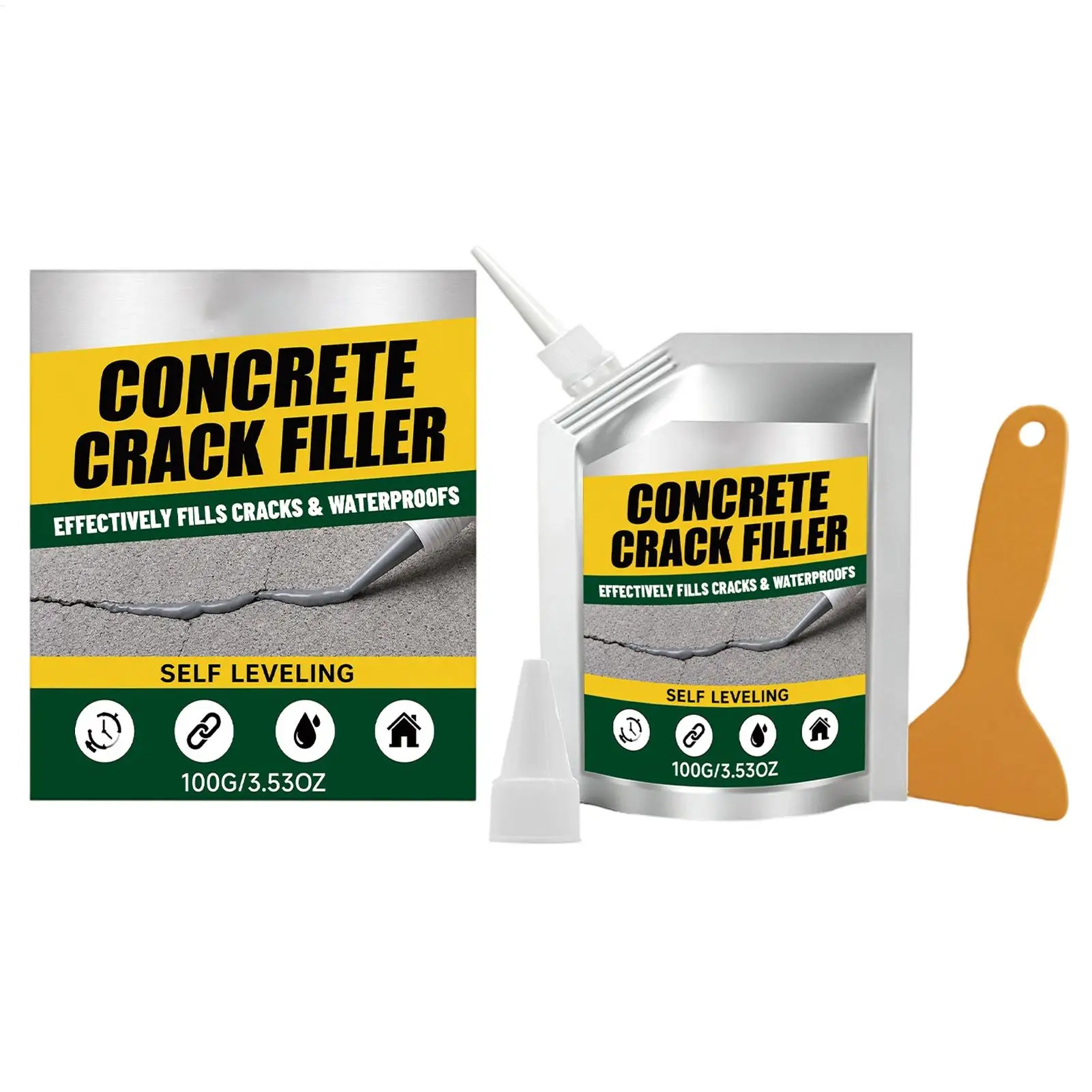 100g Crack Filler Concrete Repair Self-leveling Cement Sealant Concrete Hole Filler for Wall Driveway Floor Tile Brick Basement
