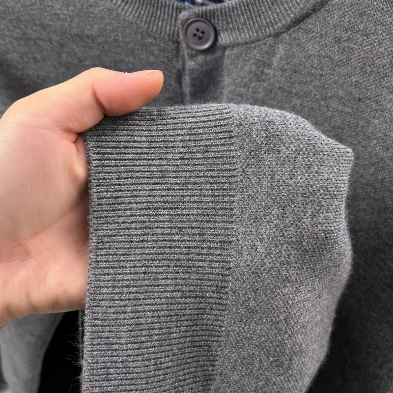 Men's Autumn Winter Long Sleeves False Two-Piece Knitwear Britain Keep Warm High Quality Sweater Leisure Trend Men's Clothing