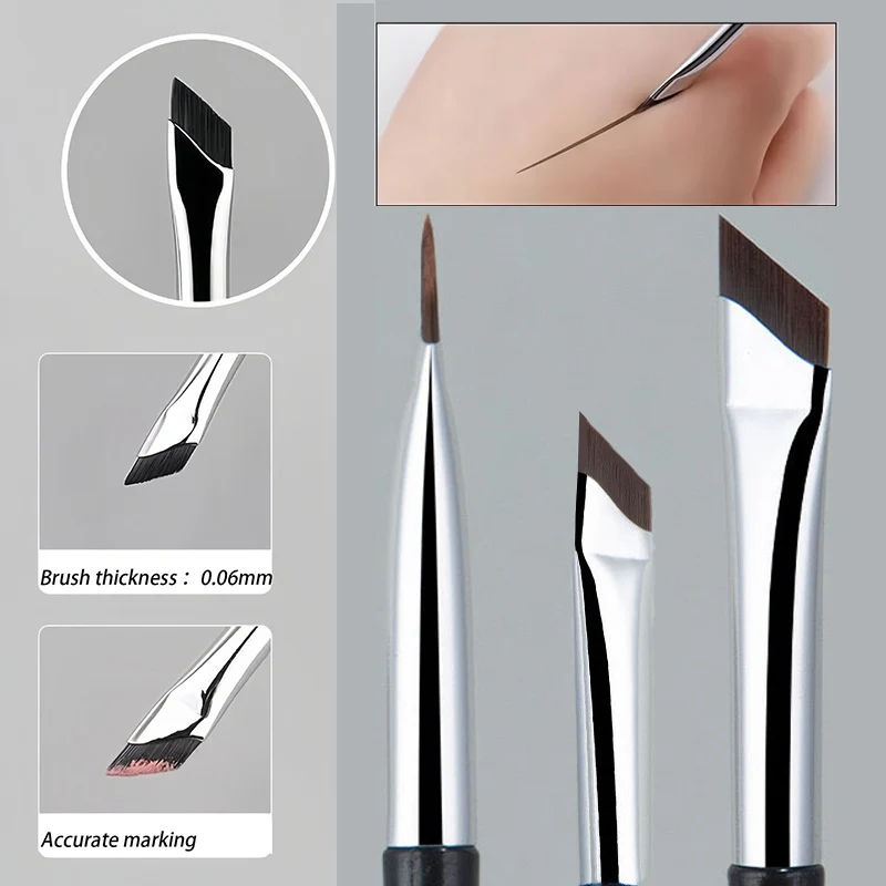 Brocha delineadora de precisión mejorada, ultra fina, plana y angular para cejas, para áreas precisas debajo de los ojos