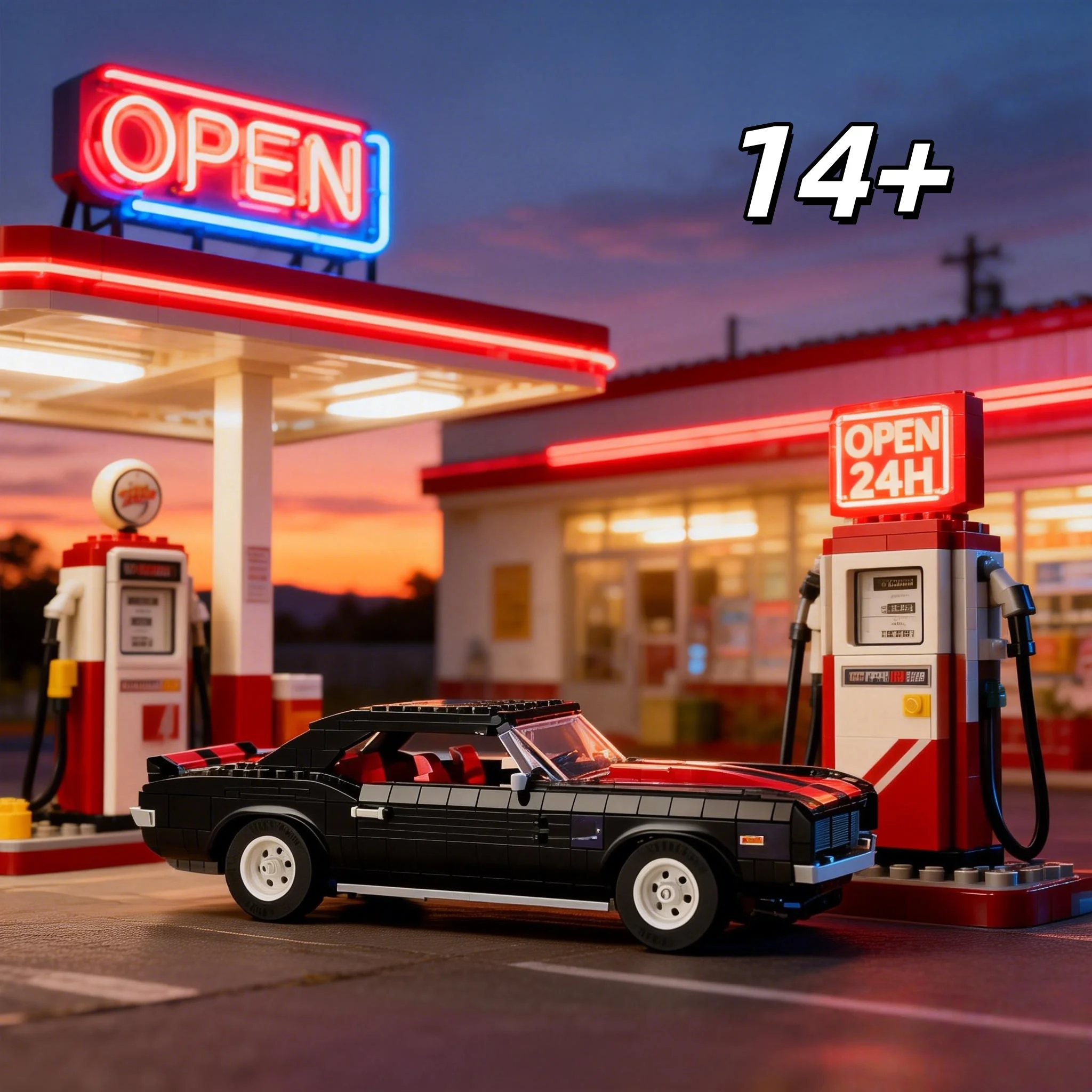 

Classic American Muscle Car Building Bricks Kit Vintage 1960s Sports Car Model DIY Assembly Toy for Car Enthusiasts Collectible