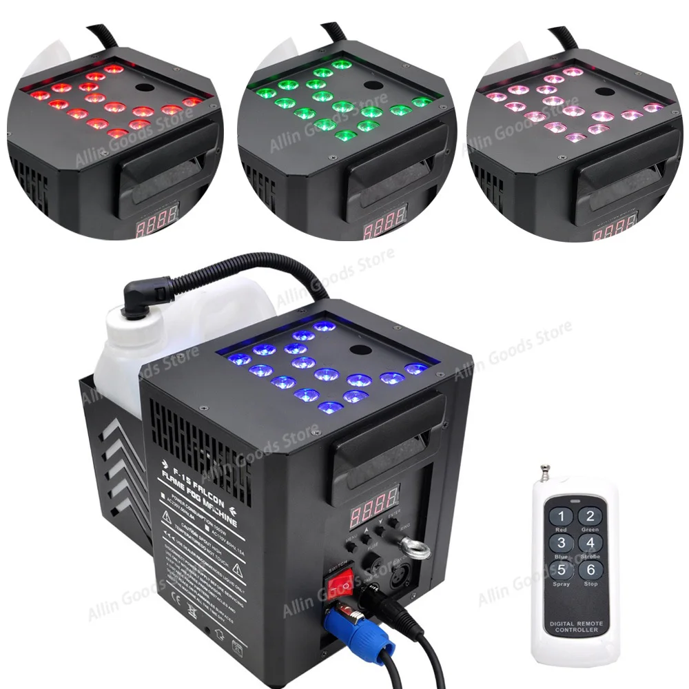 RGB LED Stage Smoke Fog Machine 1500W Multi-Angle Gas Column Haze Machine DMX512 Control DJ Disco Nightclub Wedding Dance Show