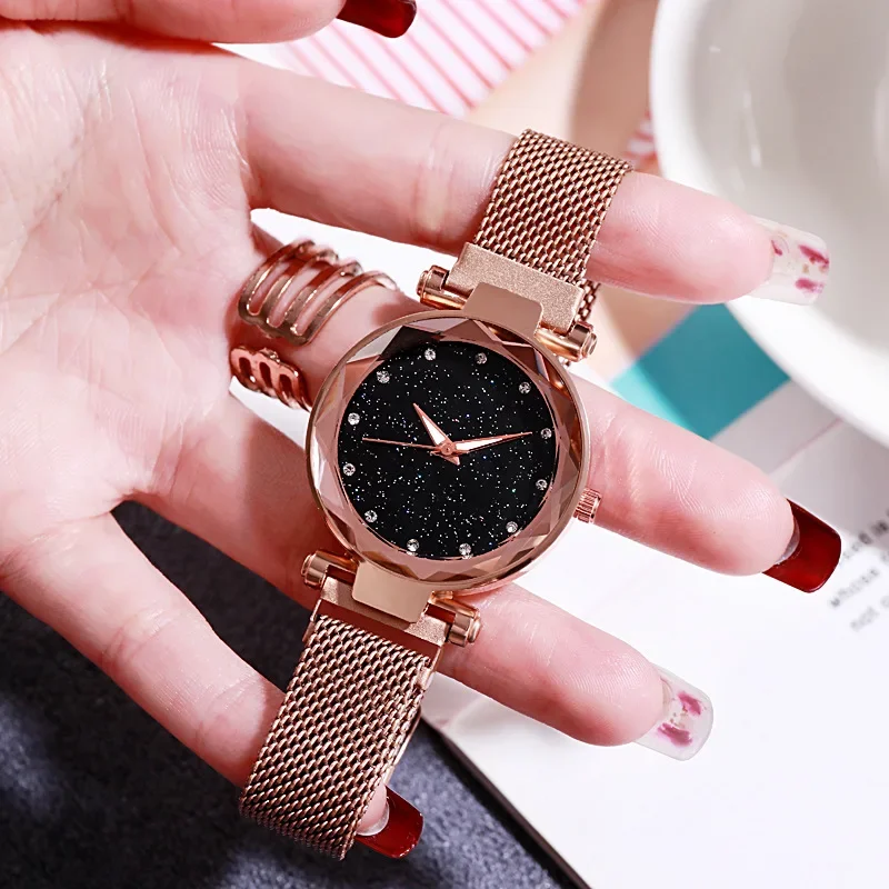 Women Watches Fashion Starry Sky 2024 New Popular Ladies Quartz Clock Luxury Magnetic Mesh Female Fashion Wristwatch