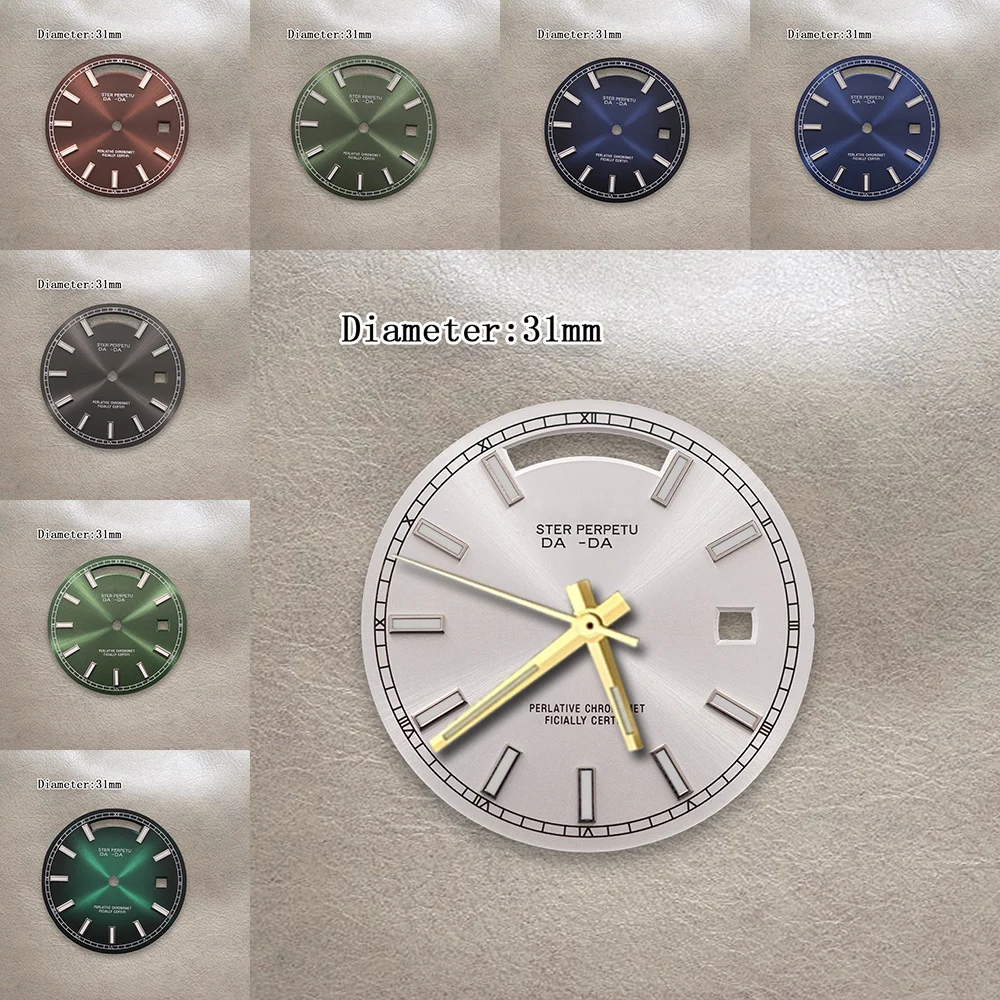 Cadran de montre gris avec logo S de 31 mm, adapté au mouvement 8285, luminescence verte, accessoires de modification de montre de haute qualité ﻿