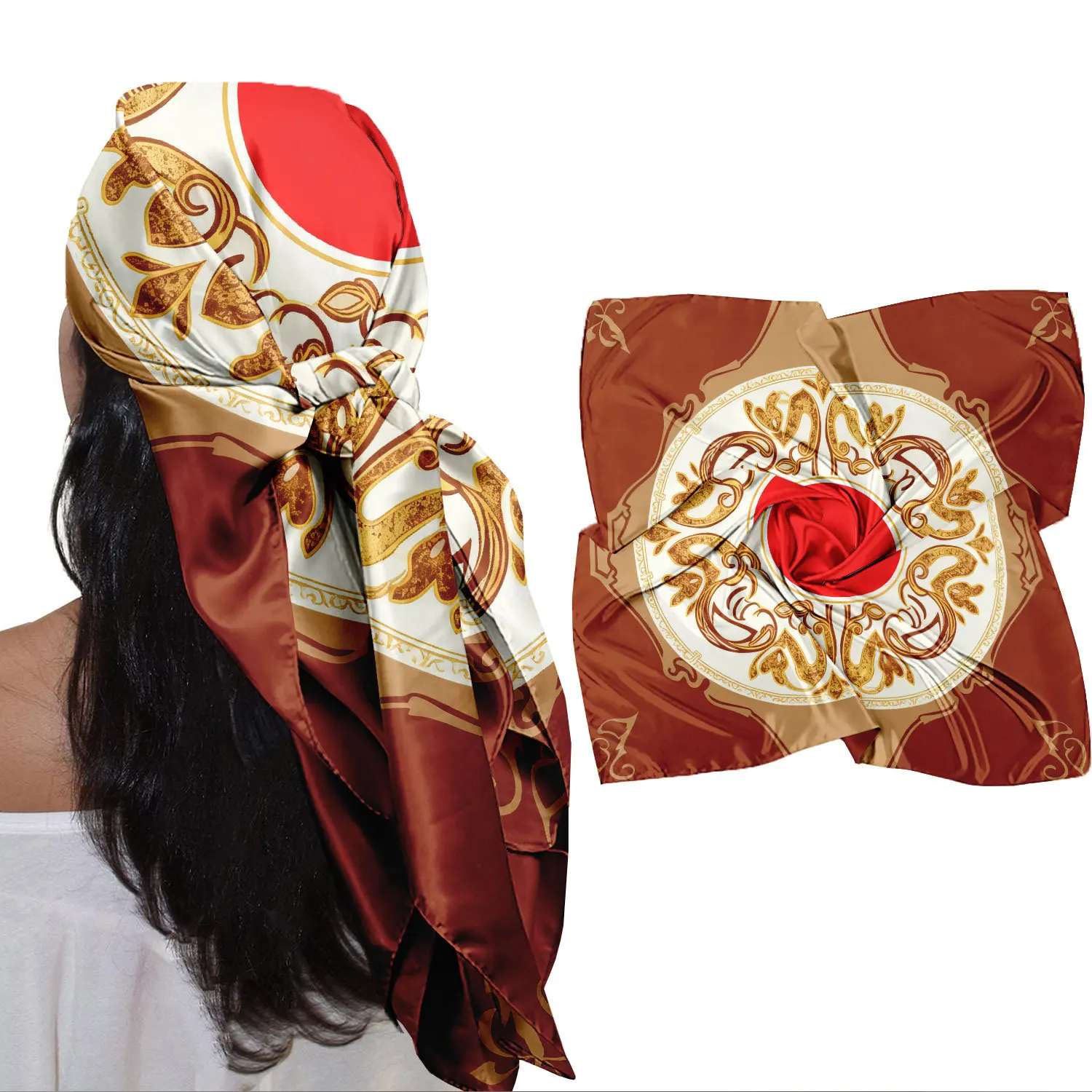 

19.69x19.69 Inch0855Satin Bandana Headscarf for Women Silky Hair Scarves for Fashion Lightweight