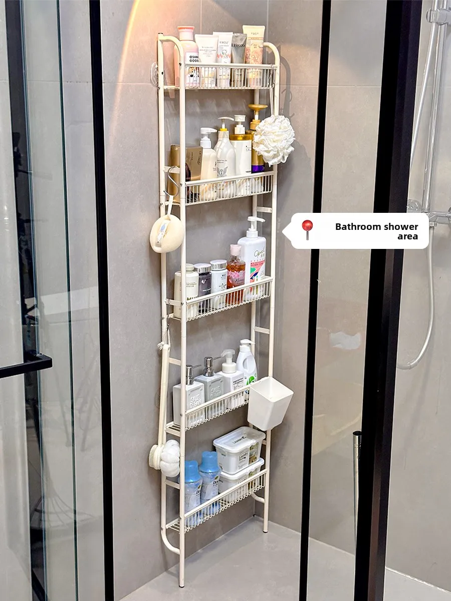 Bathroom Floor Multi‑Tier Storage Rack Shampoo Body Wash Organizer Shower Room Toilet Shelf For Bathroom Accessories
