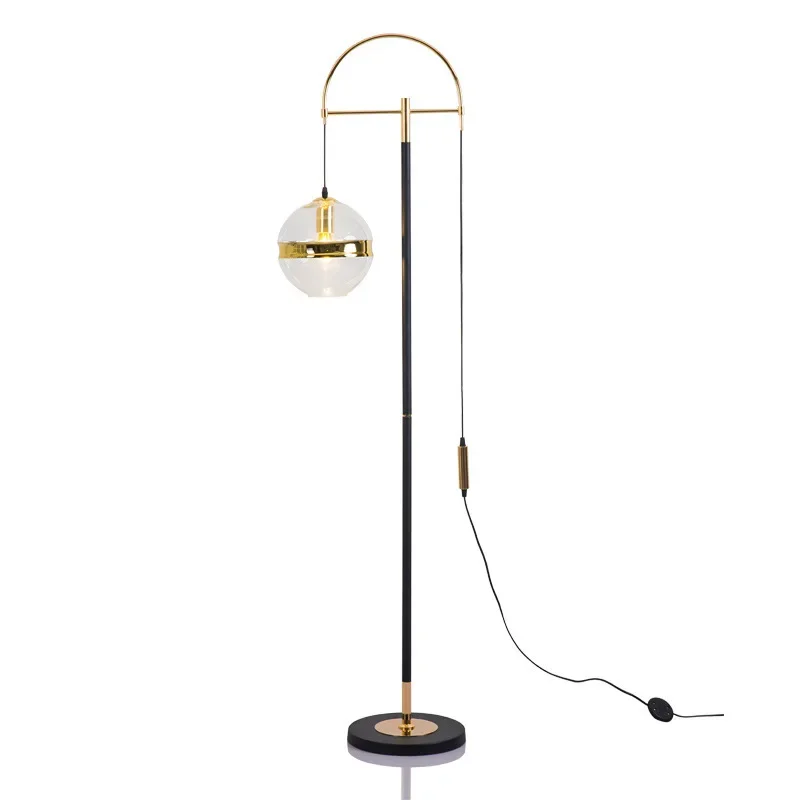 

Nordic American hanging ball art glass living room sofa LED floor lamp bedroom bedside study fishing vertical lamp