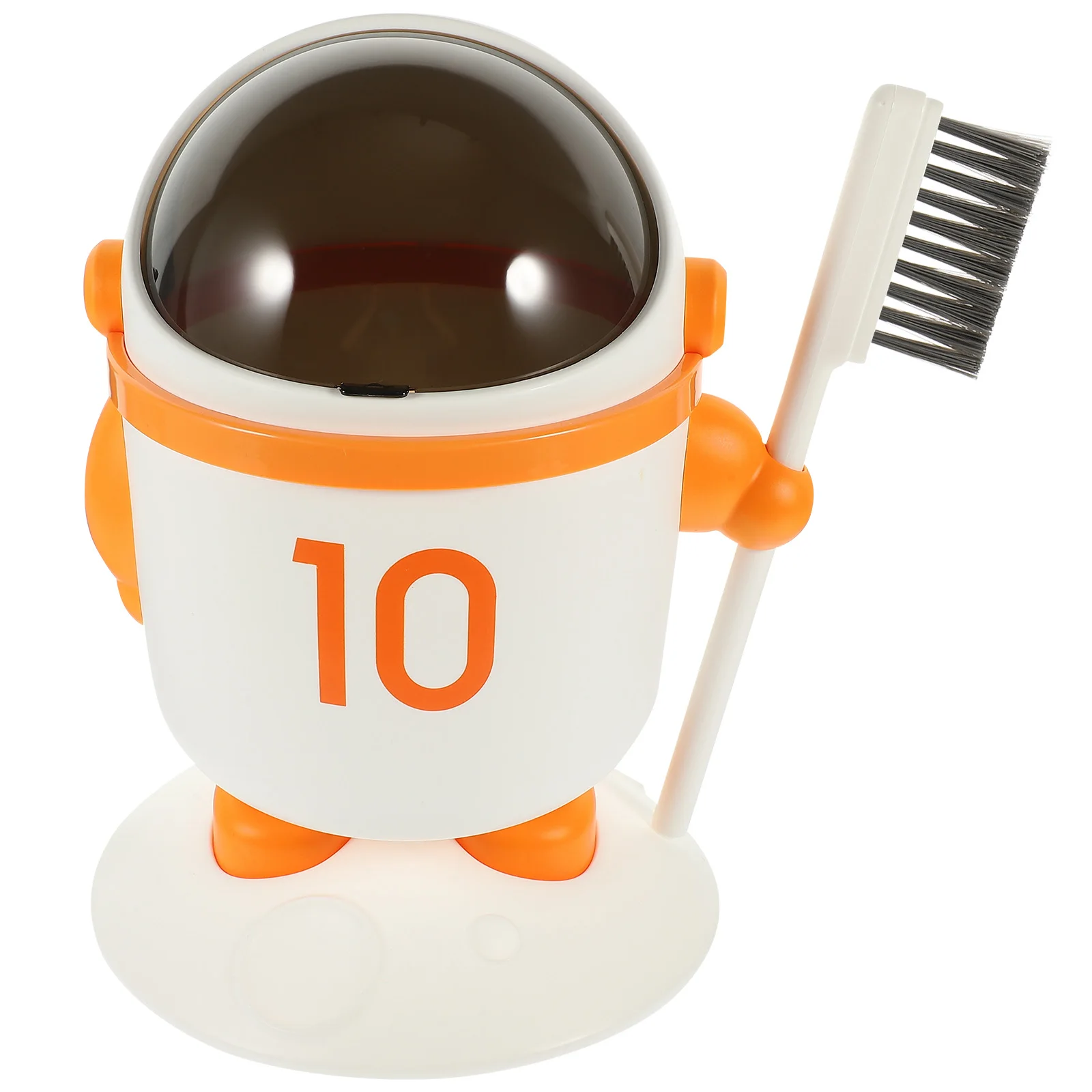 

1 Set Of Astronaut Shaped Desktop Trash Can Lightweight Mini Garbage Bin With Lid Brush Bright Color Small Bathroom