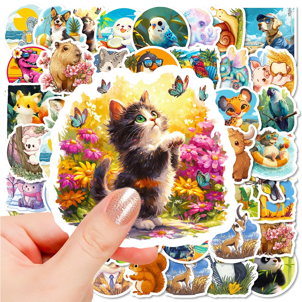

10/30/56pcs Cartoon Animal World Stickers Cute Graffiti Decals DIY Motorcycle Luggage Stationery Decoration Sticker Kid Toy Gift