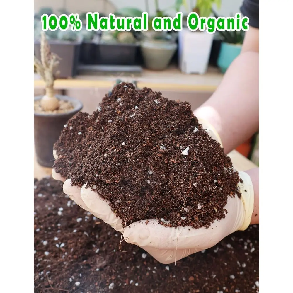 Potting Soil for All Indoor Houseplants, Contains Perlite, Peat Moss, Coir and Rice Charcoal, Well-Draining Potting Mix for Ligh