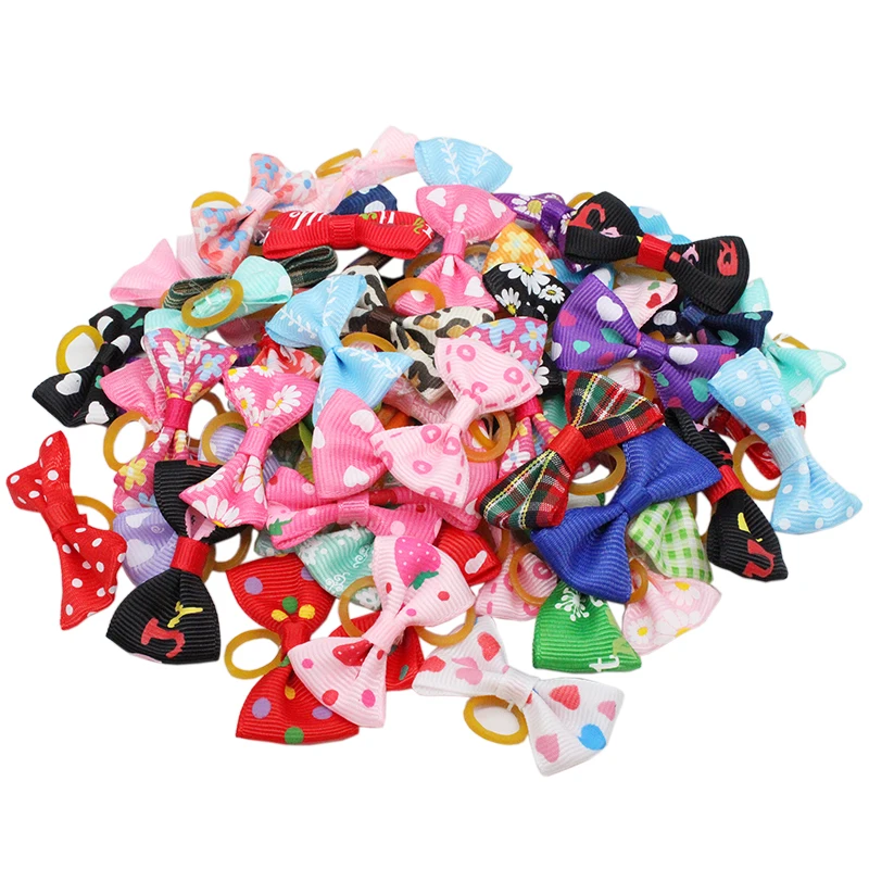 10/20/30 pcs Cat Dog Hair Bows With Rubber Bands  Grooming Hair Bows Mix Colors Decorate Small Dog Accessories Pet Headwear