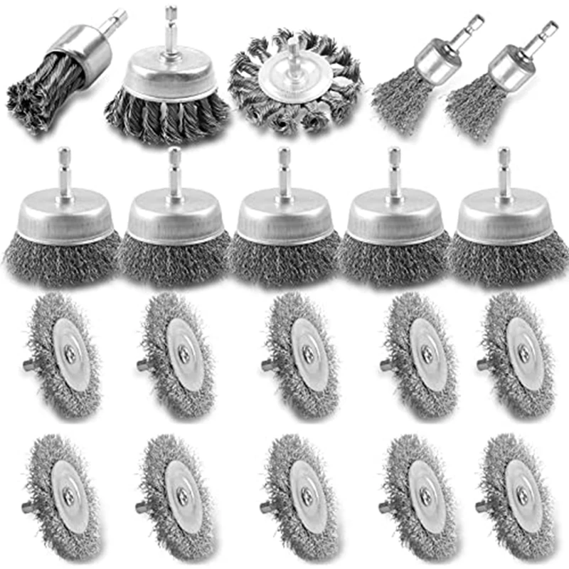 

20 Pieces Wire Brush For Drill, 1/4Inch Hex Shank Wire Cup Brush Coarse Carbon Steel Crimped, Great For Cleaning Rust