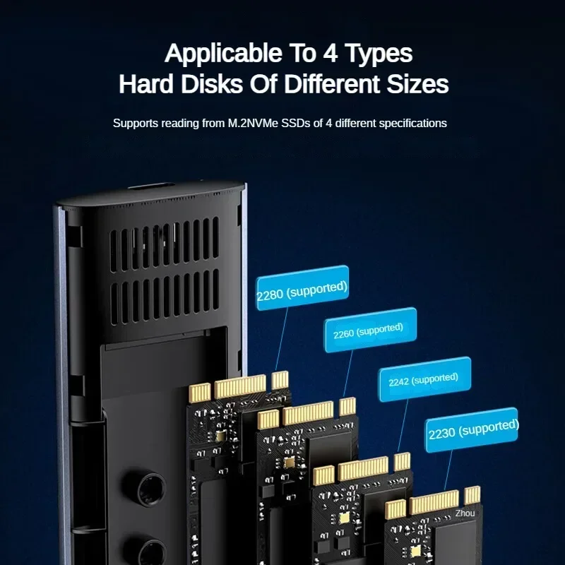 Lenovo M.2 NVMe/SATA Dual Protocol Type-C/USB3.2 External Portable Hard Disk Suitable for Laptops To SSD Solid State M2 Box
