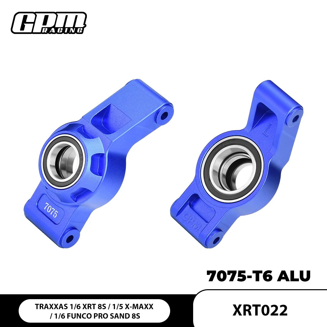 

GPM 7075 Alu Rear Hub Stub Axle Carriers & 3 Oversize Bearing TRAXXAS XRT X-Maxx