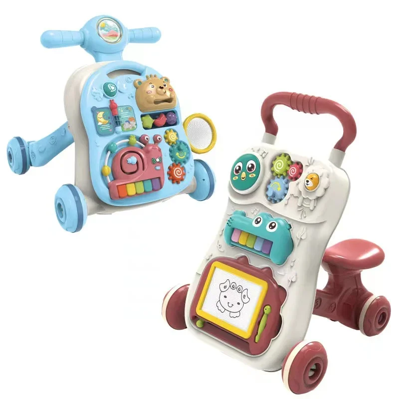 Baby Drag Walker with Wheel Kawaii Animals Musical Toy Push Walking for Toddler Multifunction Activities Baby Toy 0-12 Months