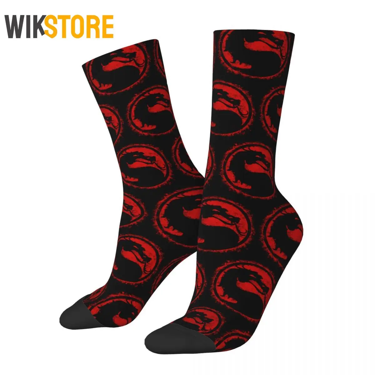 

Funny Retro Mortal Kombat Splatters Basketball Socks Game Fashion Middle Tube Socks for Unisex Non-slip Breathable Crazy Sock